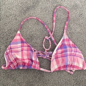 Pink plaid bikini top